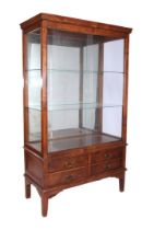 Teak 2-shelf display cabinet