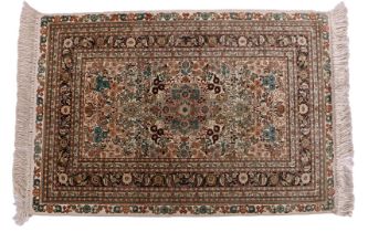 Hand-knotted silk carpet, Kashmir