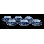 6 porcelain cups and saucers, Kangxi