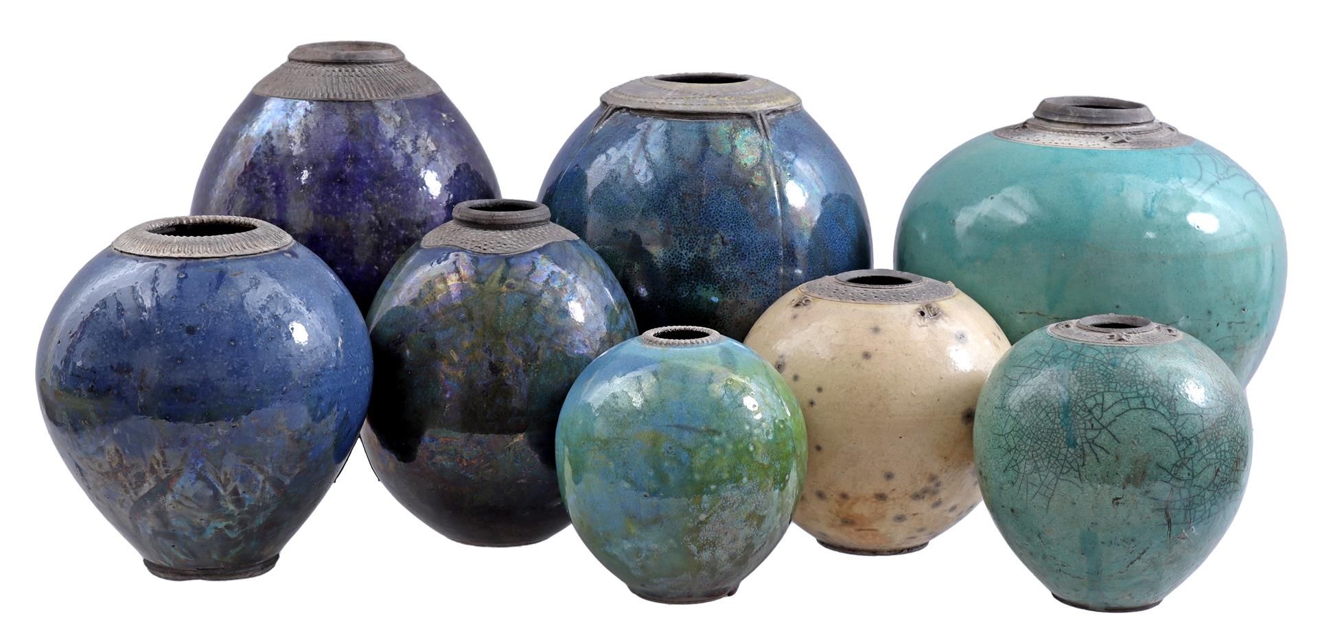 Lot ceramic glazed pots