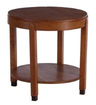 Round oak Art Deco side table