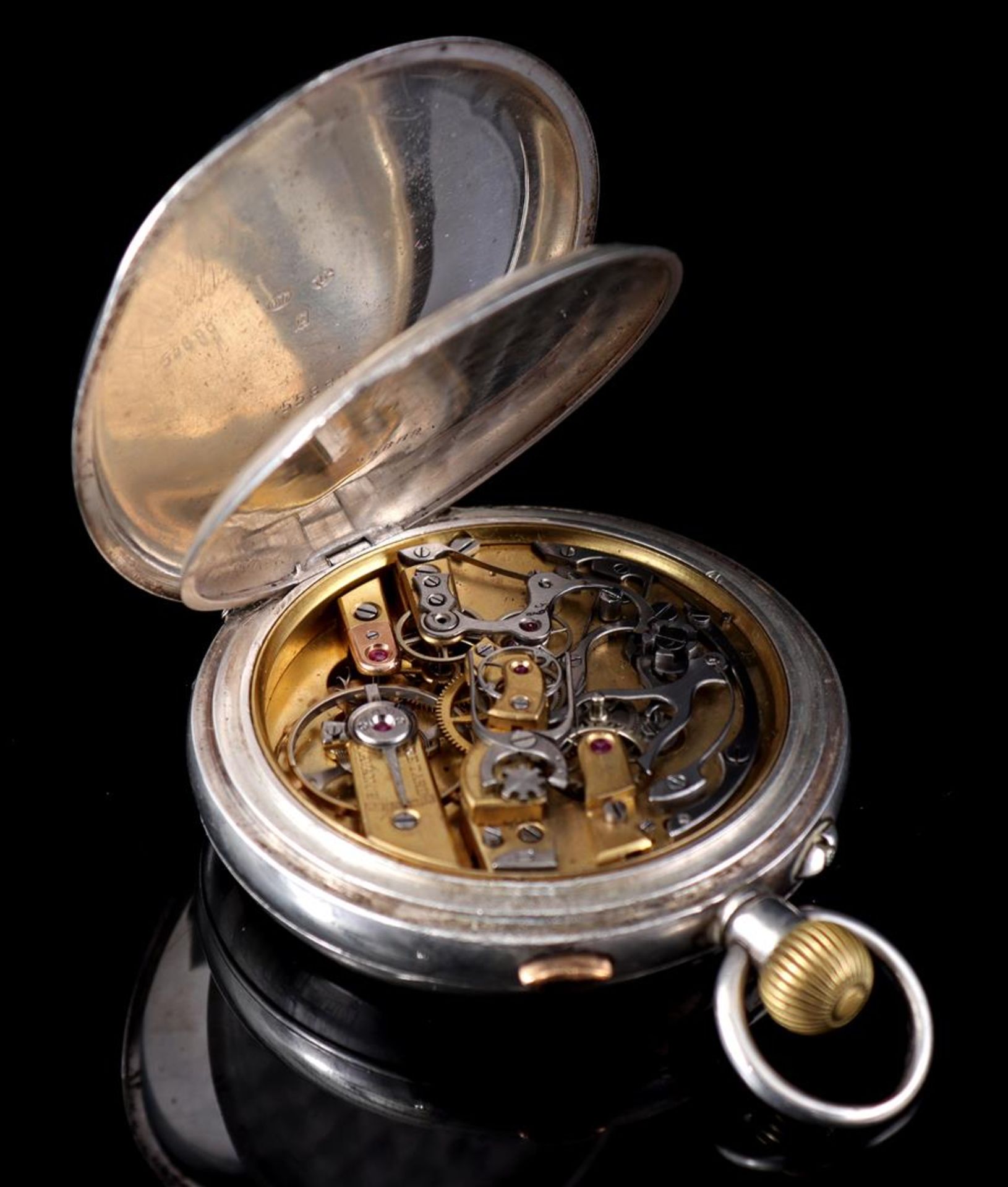 Pocket watch in silver case - Bild 2 aus 3