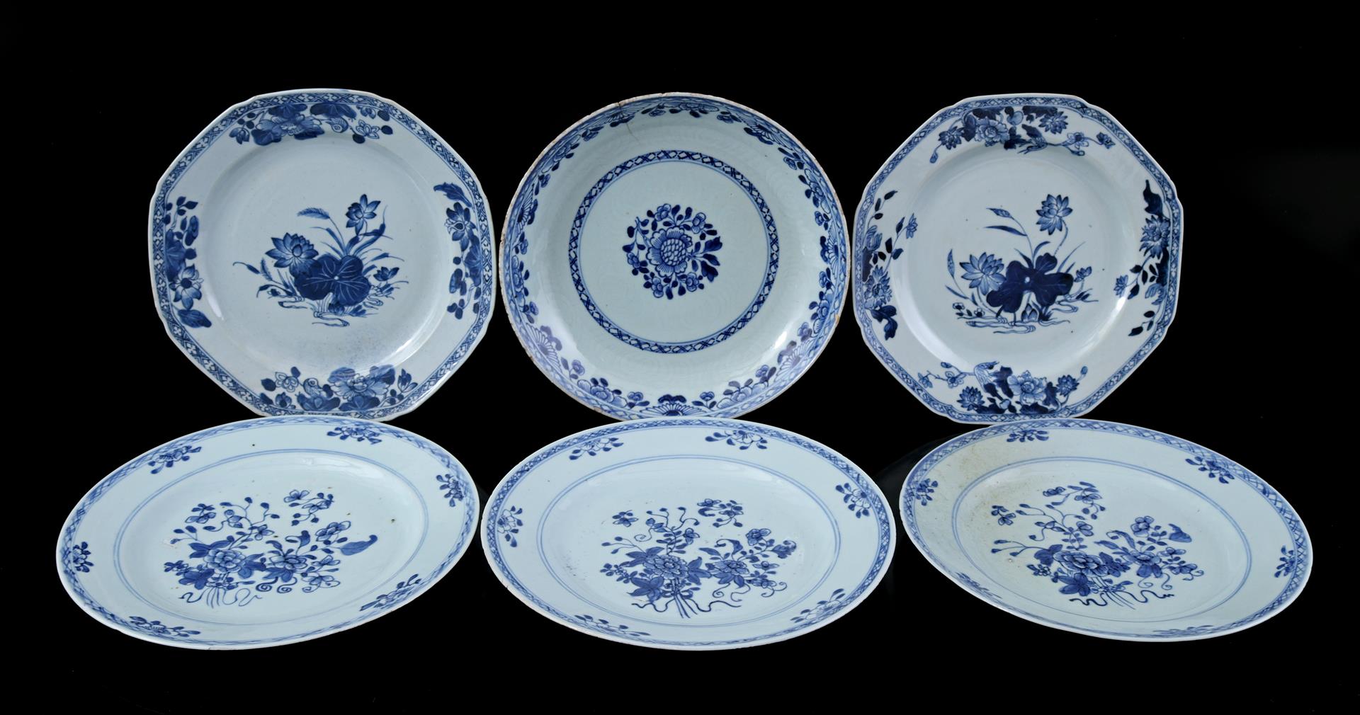 6 porcelain dishes, Qianlong