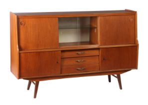 Teak veneer highboard