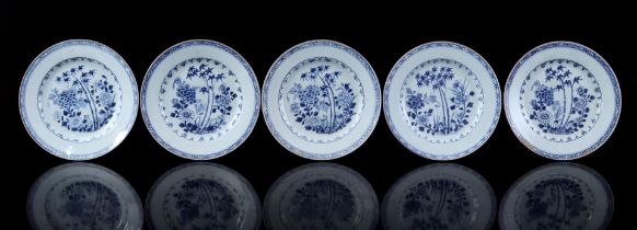 5 porcelain dishes, Qianlong