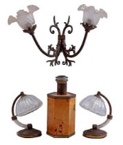 Table lamps and wall chandelier