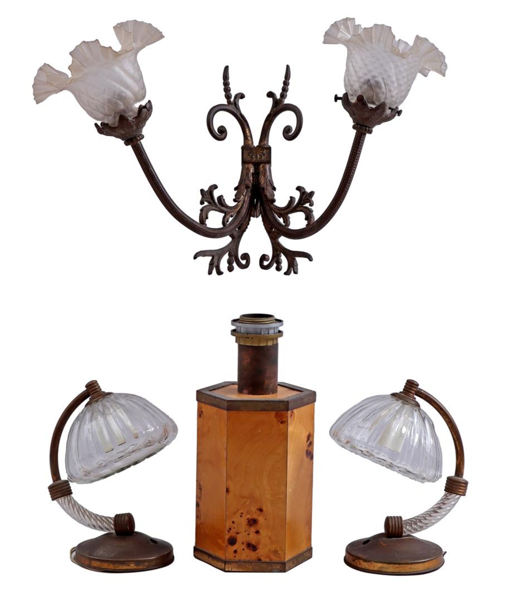 Table lamps and wall chandelier