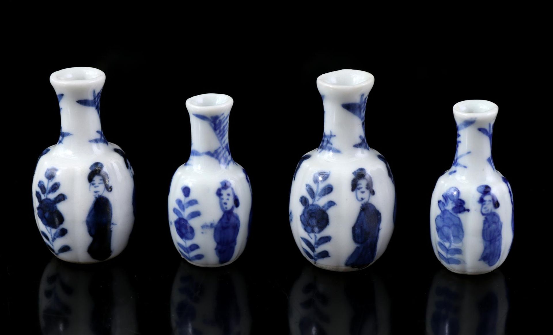 4 porcelain miniature vases, Kangxi