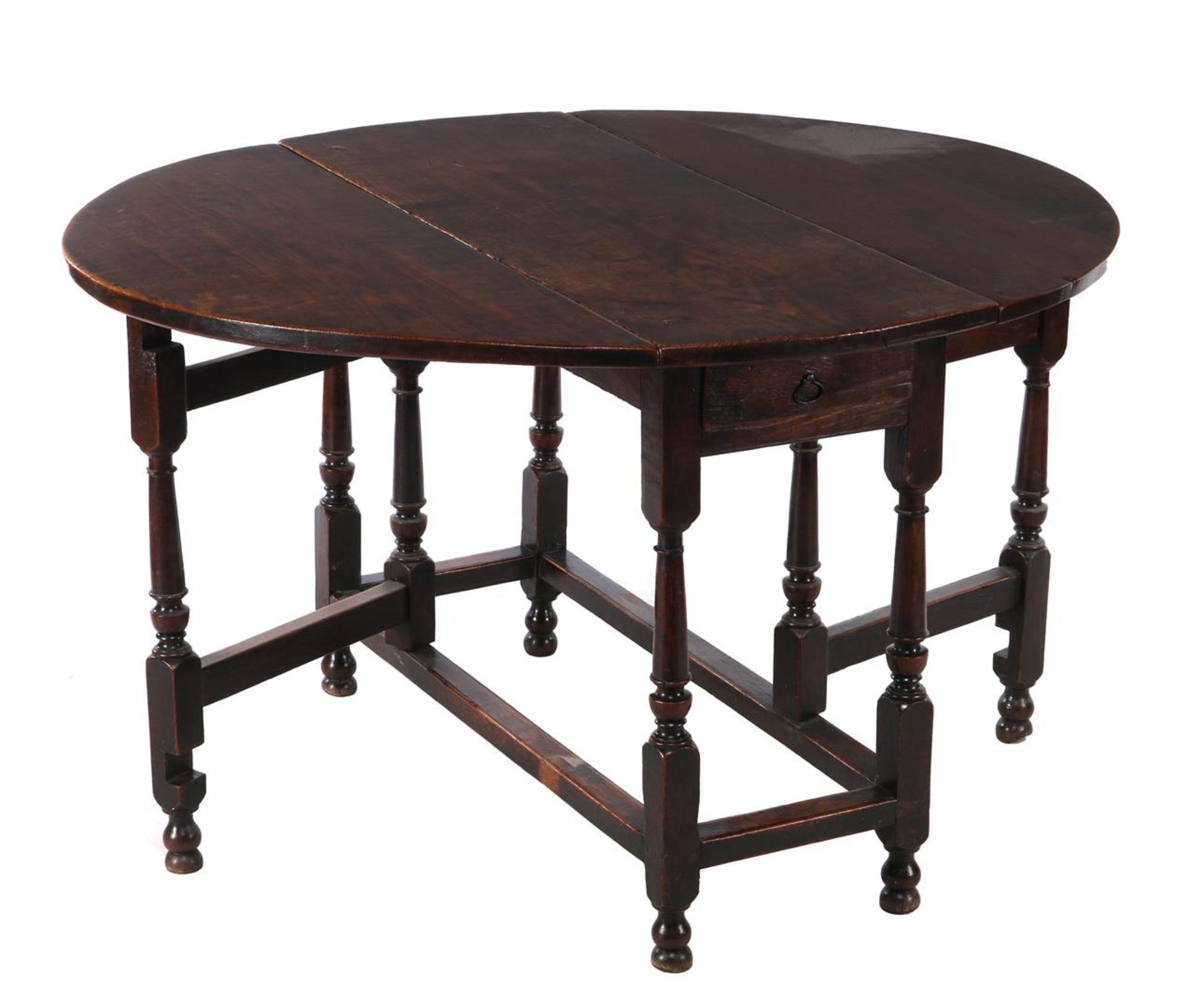 Oak drop-leaf table with drawer