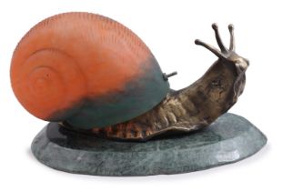 Brass table lamp in the shape of a snail