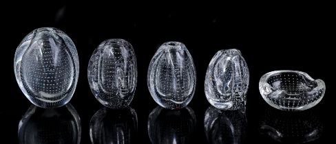 4 Leerdam glass vases