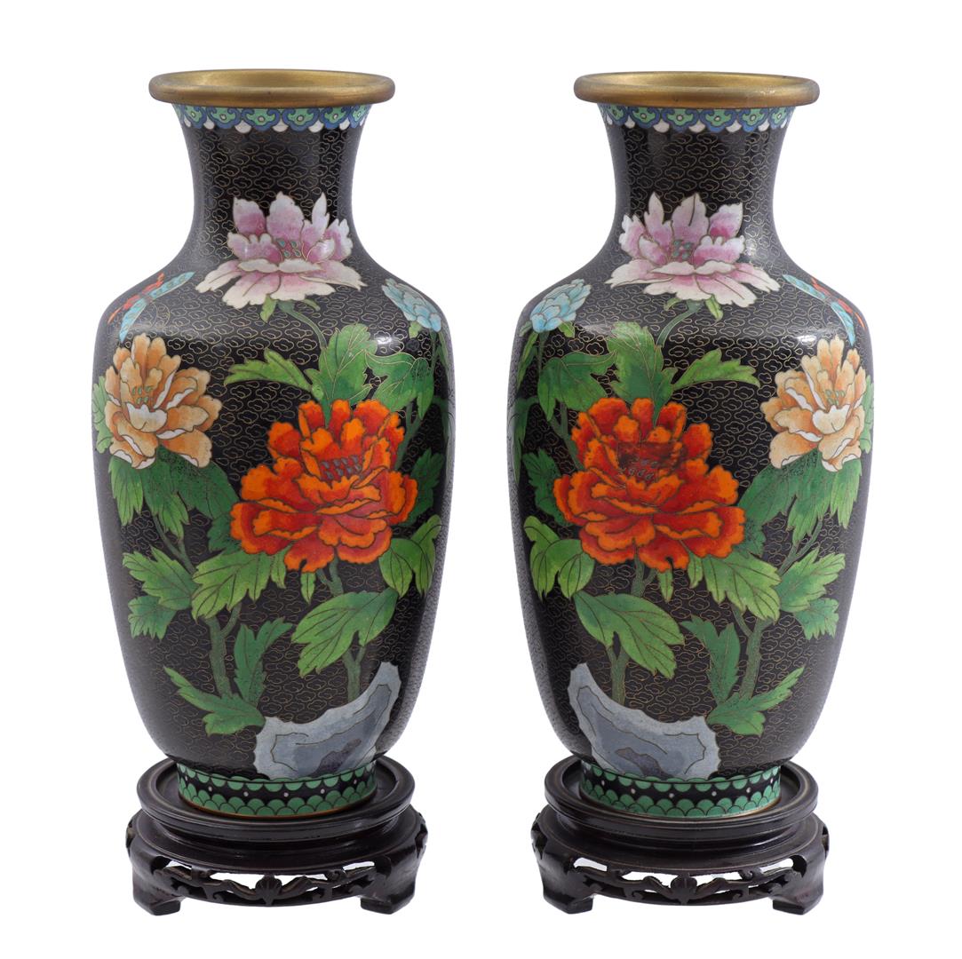 2 copper cloisonné vases