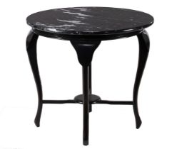 Blackened wooden round coffee table