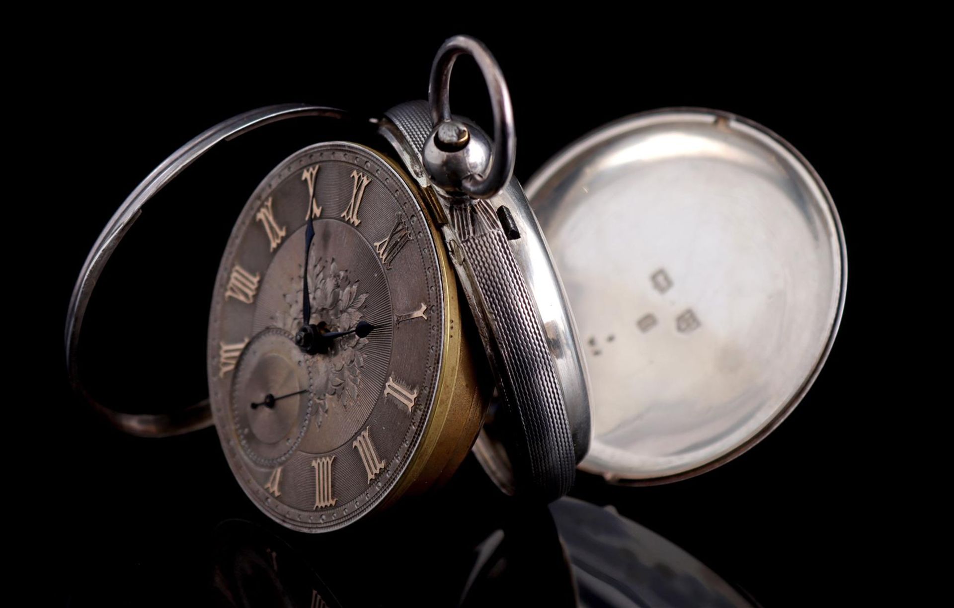 English pocket watch in silver case - Image 2 of 6