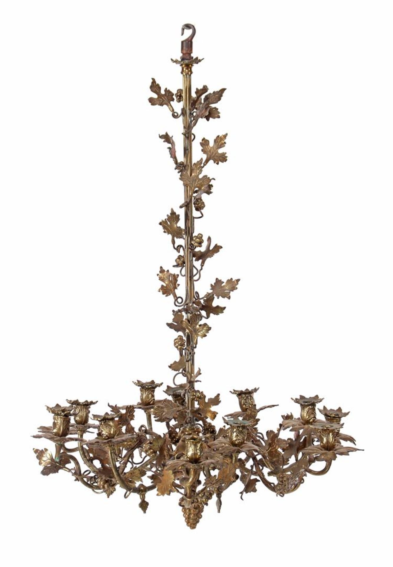 Brass 12-light chandelier