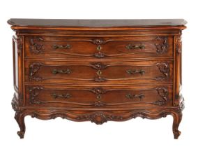 Walnut three-drawer chest of drawers