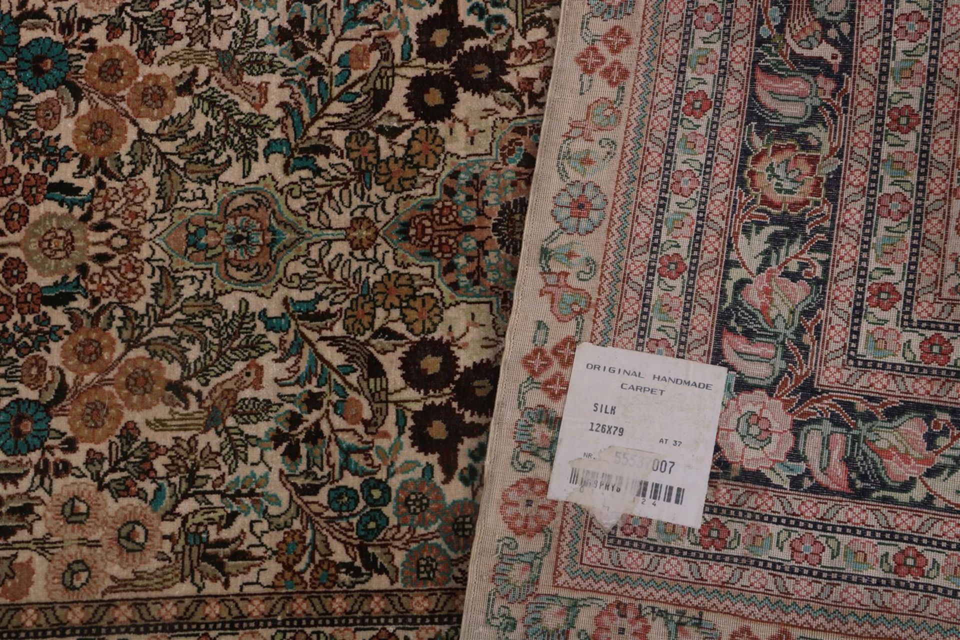 Hand-knotted silk carpet, Kashmir - Bild 3 aus 3