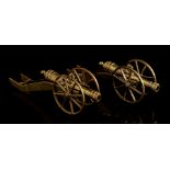 2 brass miniature cannons