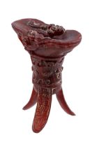 Beautifully carved horn wine cup