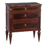 Classic walnut with mahogany veneer 3-drawer chest of drawers