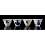 4 porcelain cups, Kangxi