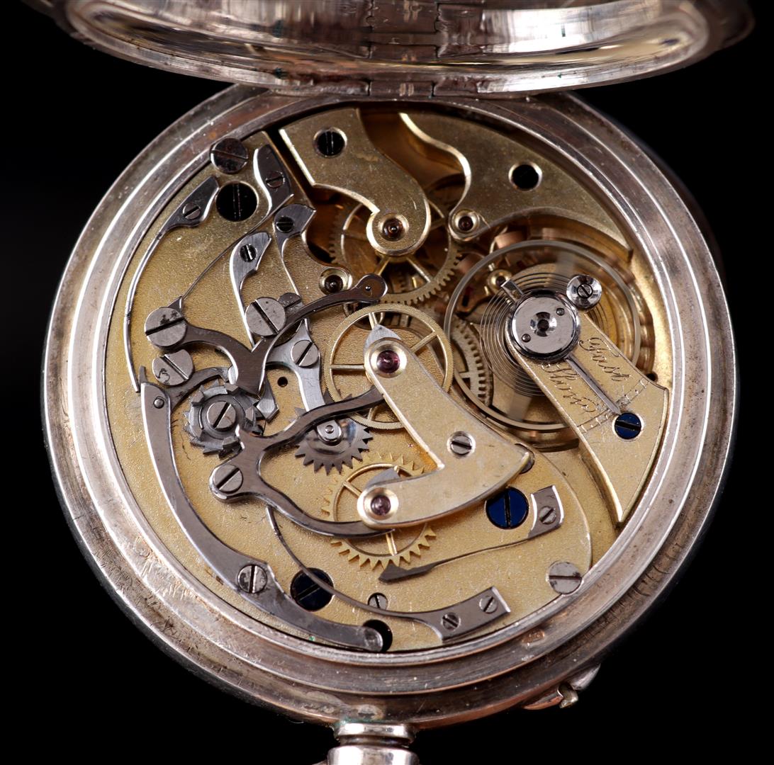 Pocket watch in silver case - Image 3 of 3