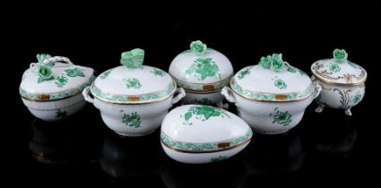 6 Herend porcelain containers