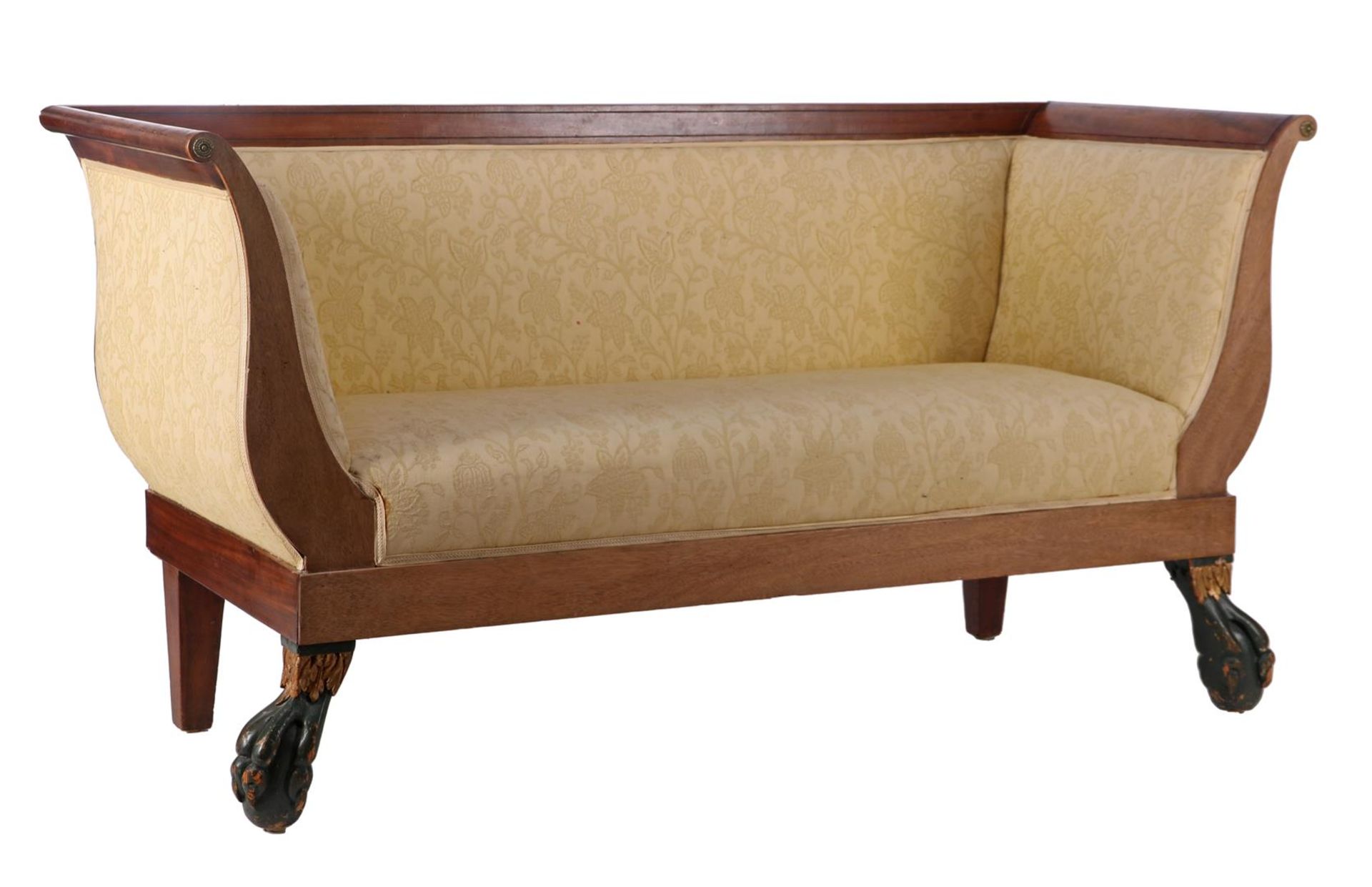 Biedermeier walnut veneer sofa