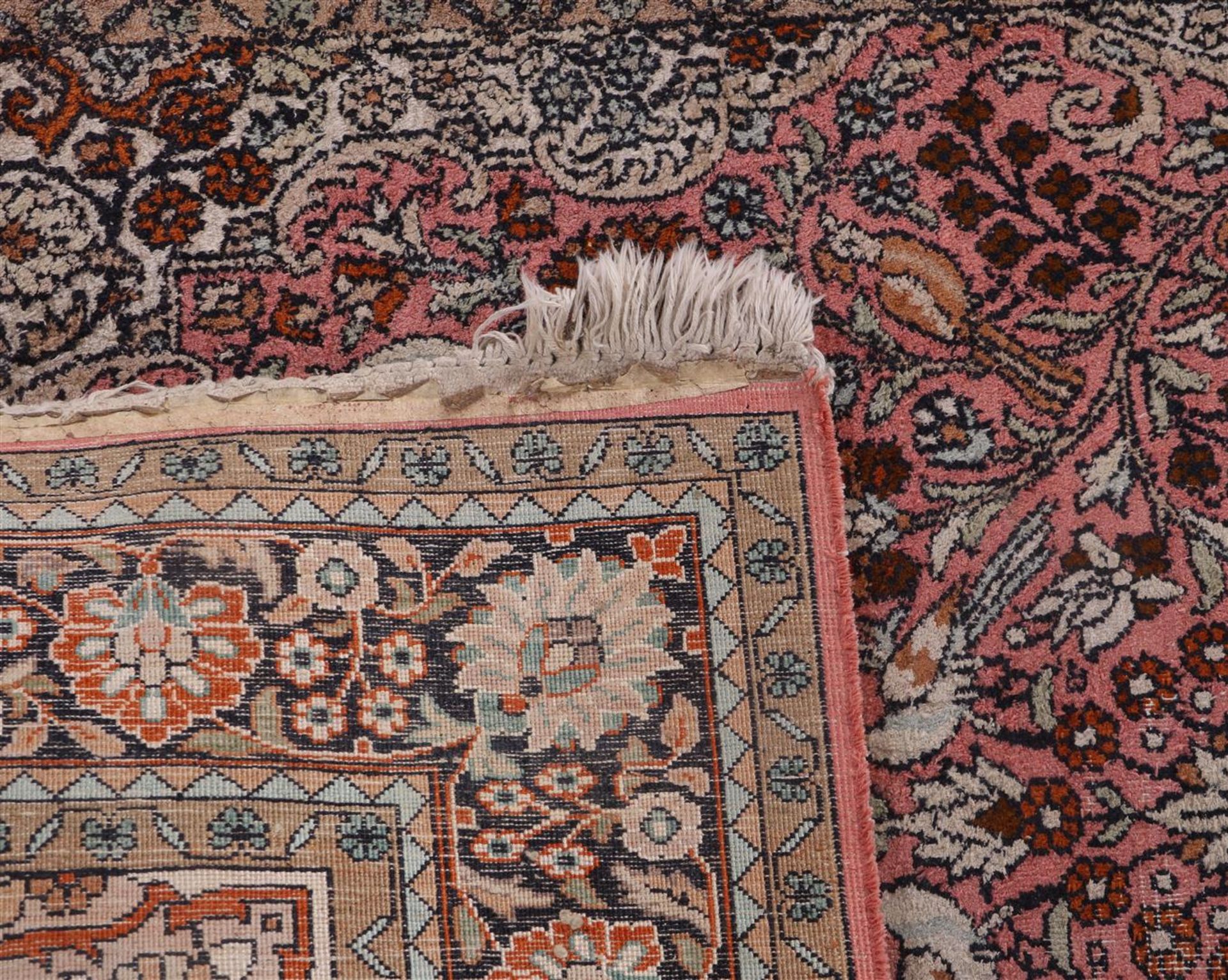 Hand-knotted half-silk carpet, Kashmir - Image 4 of 4