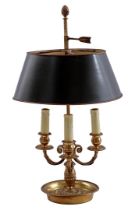 Brass 3-light bouillotte table lamp