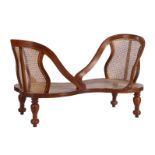 Teak wood tête-à-tête sofa