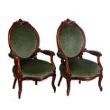 2 walnut armchairs