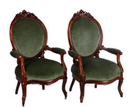 2 walnut armchairs