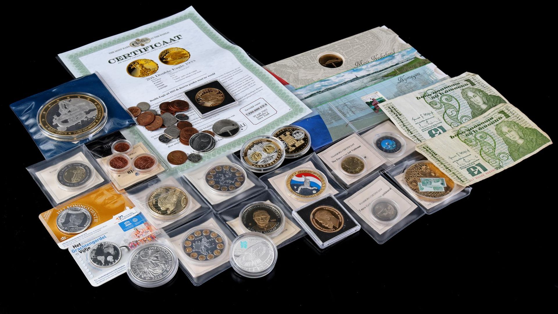 Lot various coins, medals and banknotes