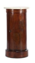 Round mahogany veneer 1-door drinks cabinet