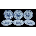 6 octagonal porcelain dishes, Qianlong