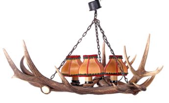 3-light antler hanging lamp