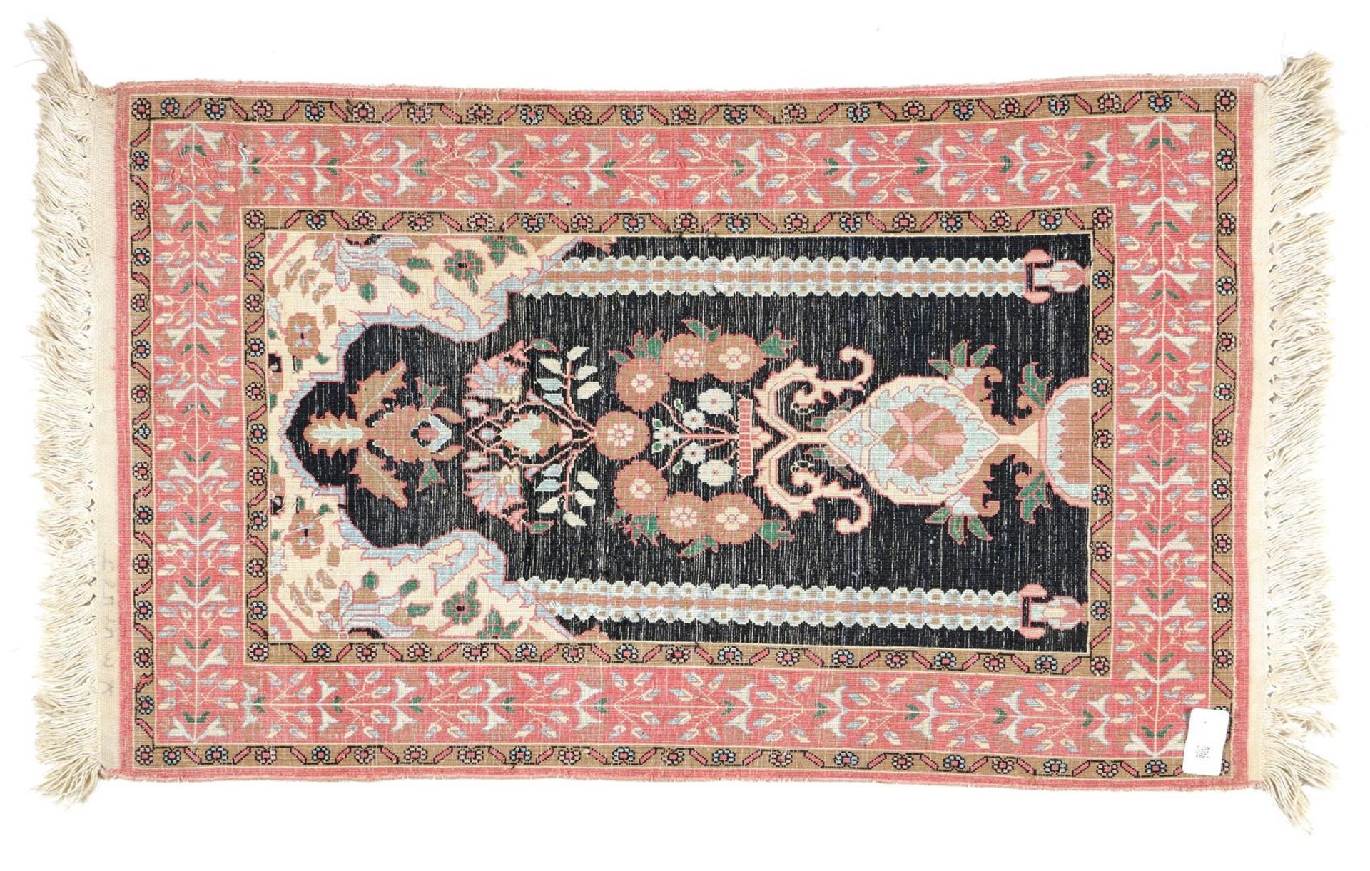 Half-silk hand-knotted prayer rug, Kasmir India - Image 4 of 4