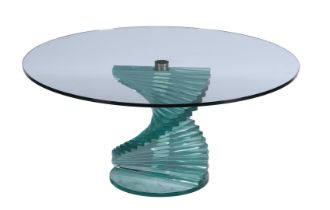 Glass coffee table on column