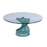 Glass coffee table on column