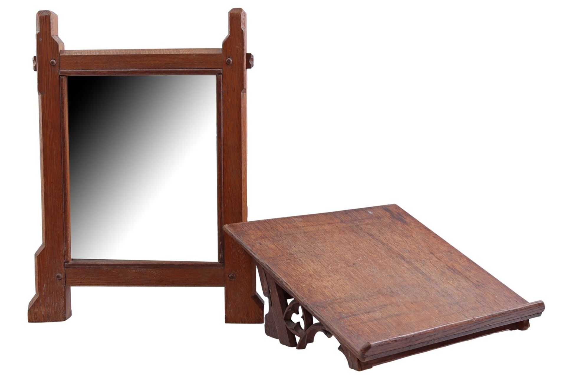 Oak mirror and magazine rack