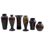 6 various pottery vases