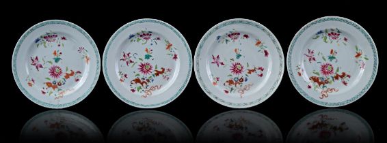 4 porcelain Famille Rose dishes, Yongzheng