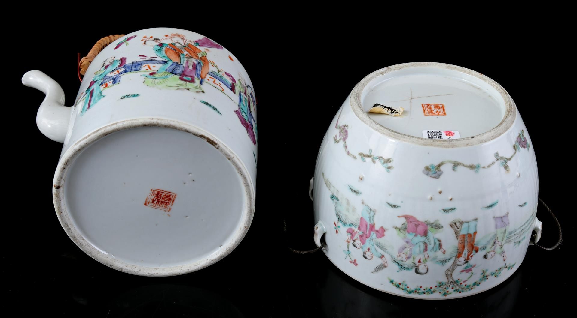 Porcelain pot and teapot, 19th - Image 2 of 2