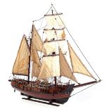Scale model wooden sailing boat