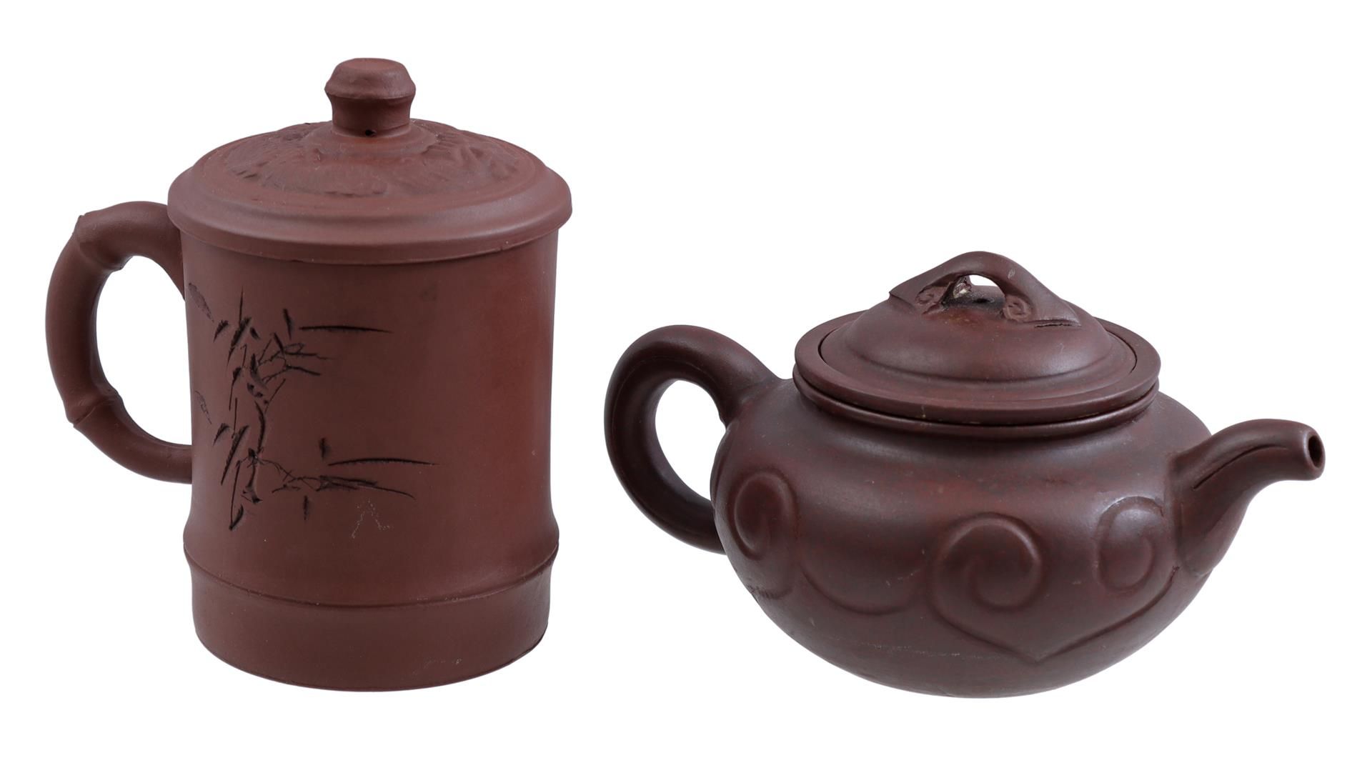 Yixing earthenware mug and teapot