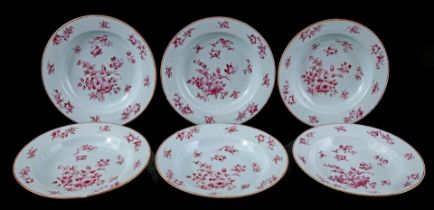 6 porcelain Lowestoft dishes, Qianlong