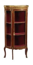 Walnut demi lune 1-door show cupboard