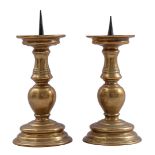 2 bronze pen candlesticks