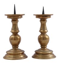 2 bronze pen candlesticks